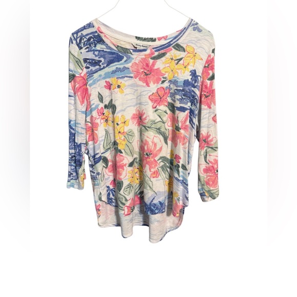 Tommy Bahama Tops - Tommy Bahama Floral 3/4 Sleeve Top Women’s Relaxed Fit Tropical Print XL
